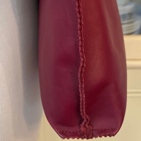 Jack Gomme Atelier Red Leather Tote, Burgundy, French Designer, 16 X 17 X 2 Inch - Picture 2 of 10